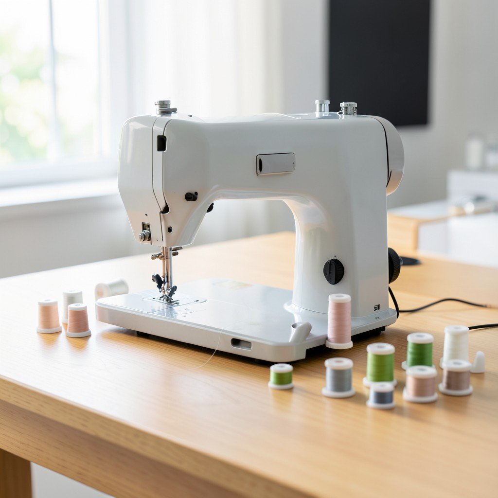 Sewing machine with thread spools
